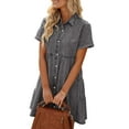 thumbnail image 5 of luvamia Women's Summer Jean Dresses Short Sleeve Dress Shirts for Women Foxy Gray Size S, 5 of 9