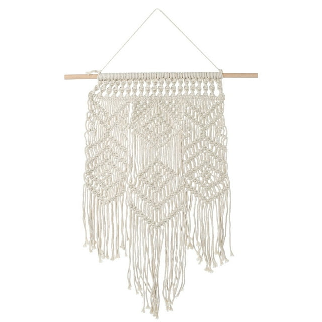 Macramé tejido, estilo nórdico, bohemio, hecho a mano, con borlas, para colgar en la pared, tapiz bohemio, multifuncional