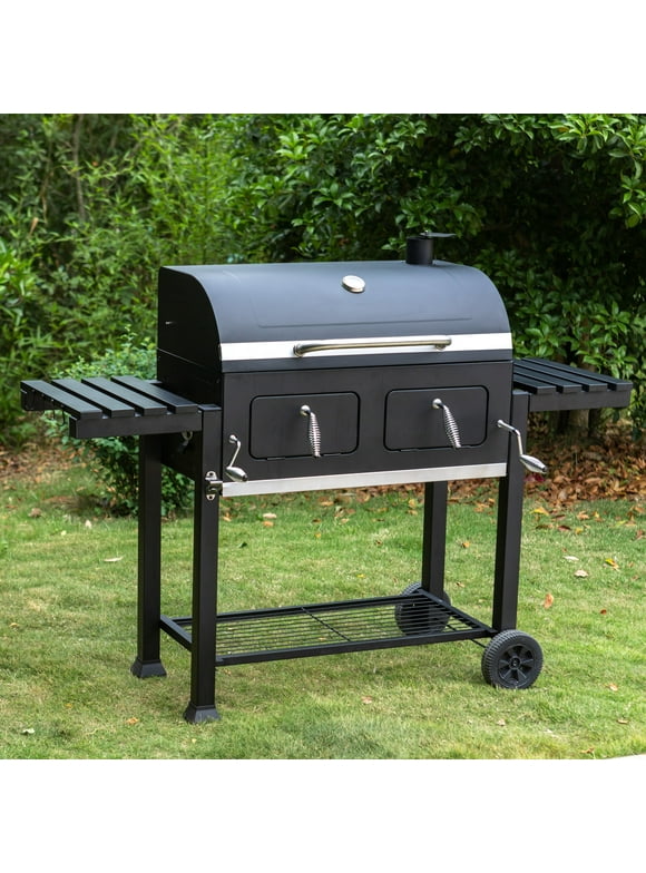 Summit Living 34'' Charcoal Grill Extra Large Portable BBQ  Grill, Black
