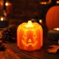 thumbnail image 3 of Glowing Jack-o'-Lantern Pumpkin Light, Orange Halloween Tabletop Decoration with Built-In Yellow Light, Indoor Halloween Decor for Party Table, Shelf and Home, 3 of 7