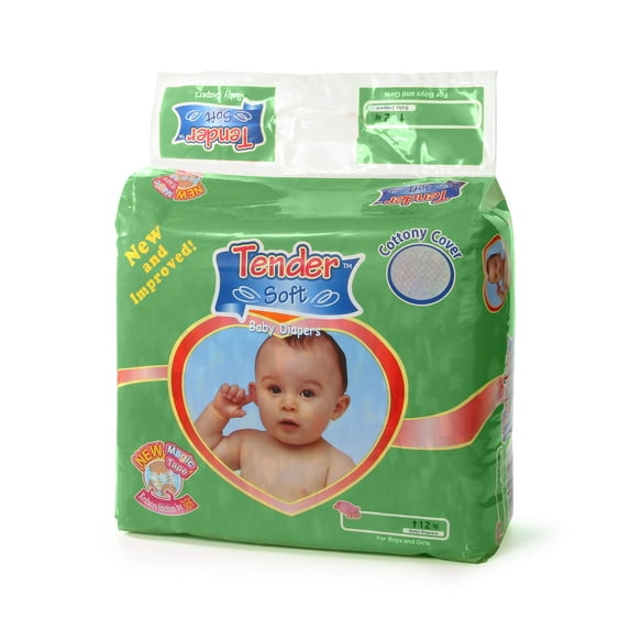 Tendersolf Baby Newborn Dry Disposable Diaper M Size w/Wetness Indicator, Velcro Tape, 60pcs