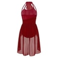 thumbnail image 7 of Doomiva Women Modern Contemporary Dance Dress Lyrical Leotard Costume Chiffon Flowy Dress Burgundy XL, 7 of 7