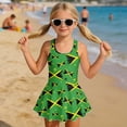 thumbnail image 6 of FOR U DESIGNS Girls One Piece Swimsuit with Skirt Sleeveless Summer Swimwear Skirted Bathing Suit for Kids 3-13 Years, Jamaica Flag, 6 of 7