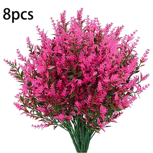 facefd 8pcs Lavande Artificielle 5 Branches en Plastique Faux Bouquet Mariage Simulation Fleur, Rosse