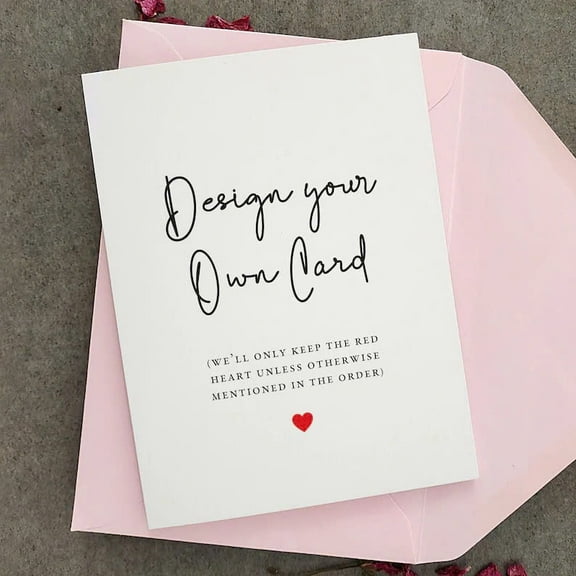 Customizable Design Your Own Card with Red Heart Accent – Blank Greeting Card for Personal Messages – Perfect for Any Occasion – Envelope Included