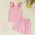 thumbnail image 4 of Ccpelsie Toddler Girl Summer Clothes Set Breathable Cute Sleeveless Top with Bow + Shorts 2Pcs Outfit(Pink,2-3 Years), 4 of 9