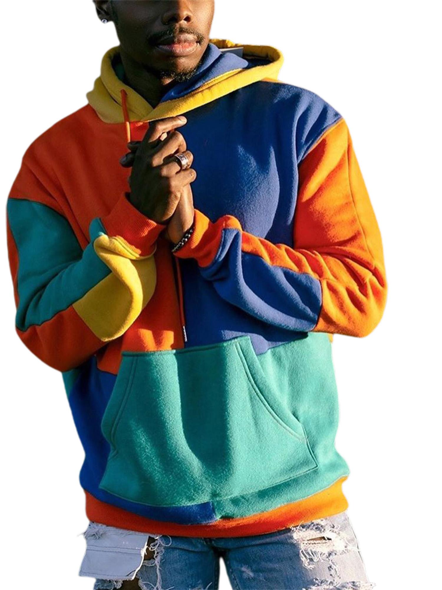 color block mens hoodie
