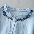 thumbnail image 4 of Hvot&aat Lace Half Sleeved Shirts Vintage Ruffled Button Tops Loose Fit Stand Collar Casual Blouse, 4 of 5