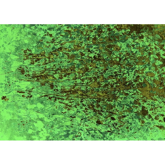 Ahgly Company Indoor Rectangle Oriental Green Industrial Area Rugs, 4' x 6'
