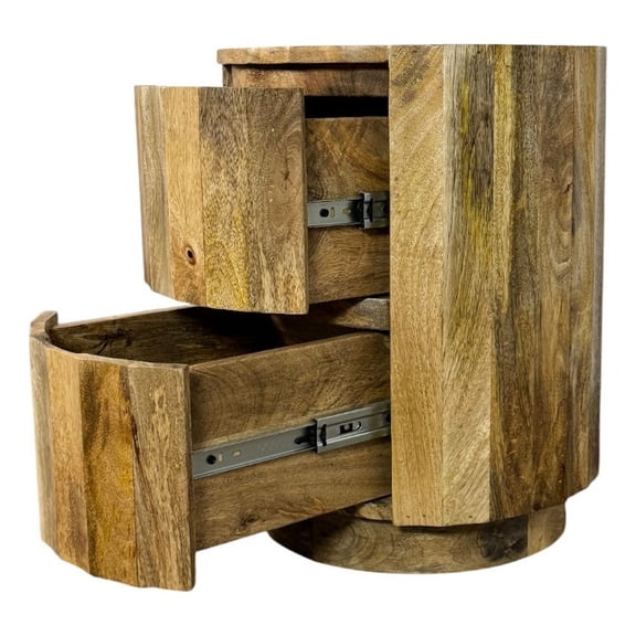 Carolina Harrison Groove 16"x 21" Round Scallop Accent Table in Natural