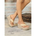 thumbnail image 3 of Women's Platform Wedge Heel Black Slippers With Waterproof Soles, Summer New Style, Simple, Casual, Round Toe Stripe Shoes, 3 of 4