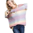 thumbnail image 2 of Real EGlam Ombre Sweater! Malibu Women's Knitted Ombre Rainbow Sexy V-Neck Oversize Sweater, Small, 2 of 4