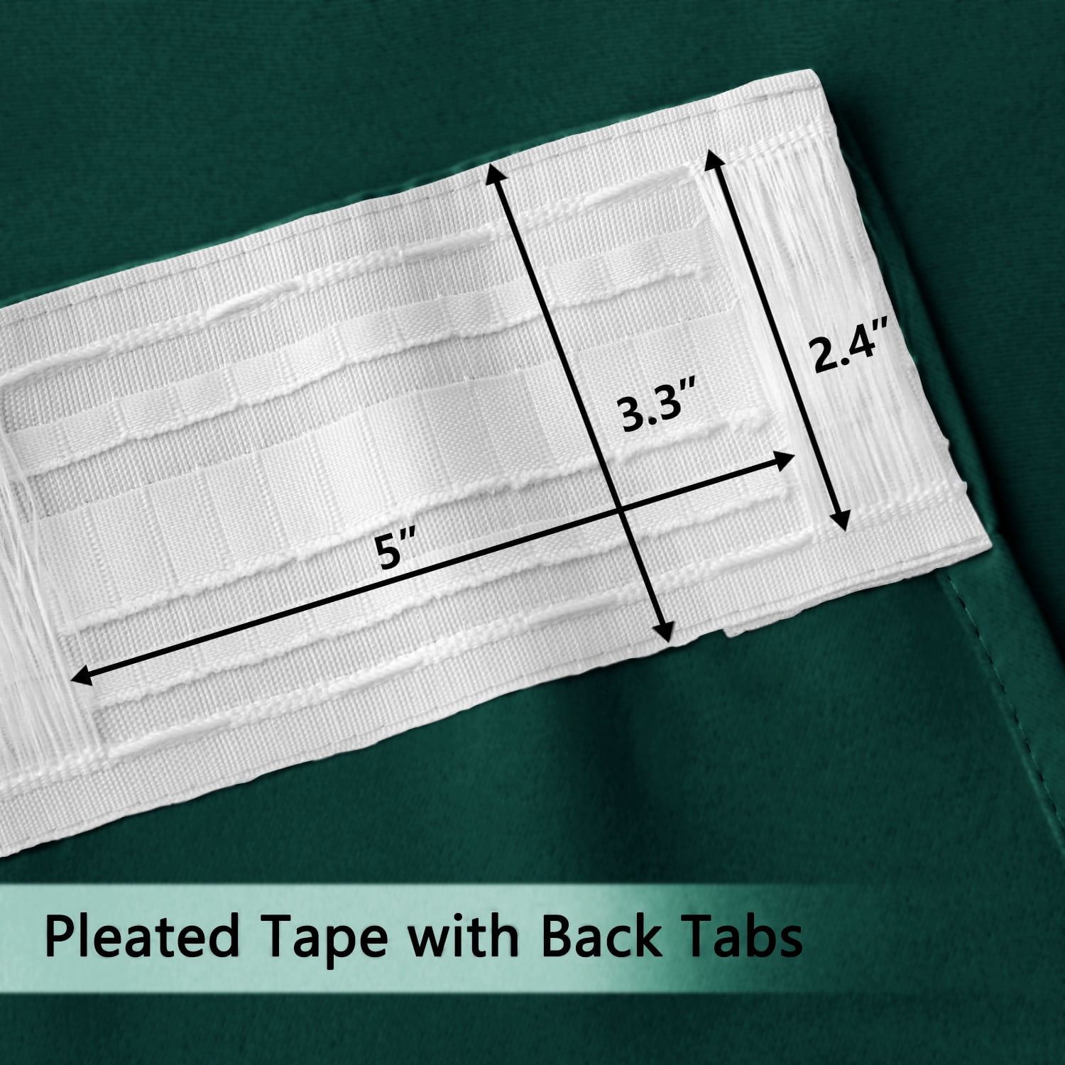 Back Tab Curtains, 2-Panel Set Rod Pocket & Pinch Pleat Design Light-Filtering & Thermal Insulation Ideal for Living Room, Bedroom & Office Windows