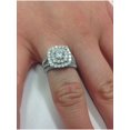 thumbnail image 3 of 2 Carat Diamond Cushion Halo Engagement Wedding Ring Set White Gold, 3 of 4