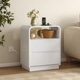 thumbnail image 6 of FANRAL Set of 2 Modern 2 Drawer Nightstands with Charging Station,Wooden Bedside Table End Table with Curved Silhouette & Metal Handles,White Night Stand, 6 of 7
