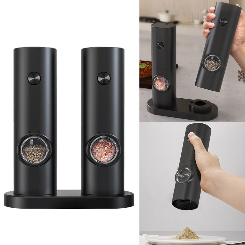 2 Pcs Electric Grinder Gravity Sensing Mini Intelligent Salt and Pepper Grinder Adjustable Coarseness Electric Grinder