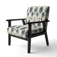 thumbnail image 3 of Designart "Beige And Blue Artisan Echoes" Blue Ikat Upholstered Accent Chair - Victorian Arm Chair For Living Room, 3 of 5