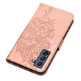 thumbnail image 4 of Dteck For Samsung Galaxy S21 FE Flip Wallet Stand Case,360 Protection Shockproof Luxury Diamond Embossed Butterfly PU Leather+Hand Strap Cover.For Samsung Galaxy S21 FE,Rosegold, 4 of 7