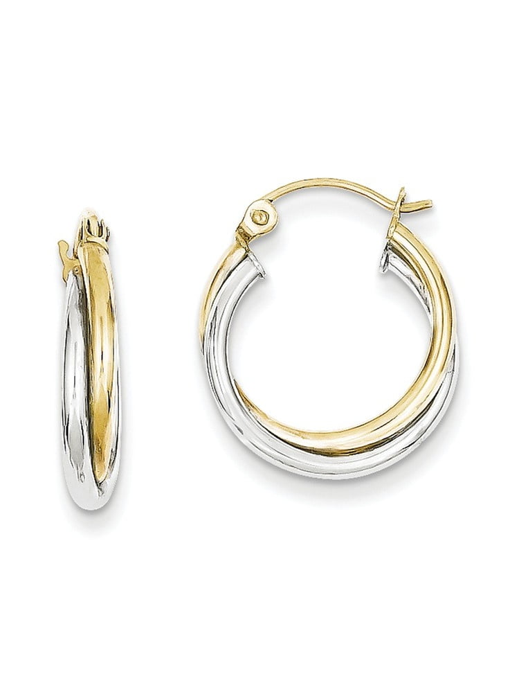 Diamond2Deal 10k TwoTone Twist Hoop Earring