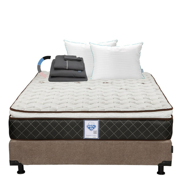 Colchon Queen Size Minesota+Box Base Cama+Almohada Royal Twin+Sabanas Royal