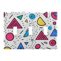 Yayeee Toggle Light Switch Wall Plate 3-Gang 6.37"x4.48" Decorative Outlet Cover, Red Retro Pattern