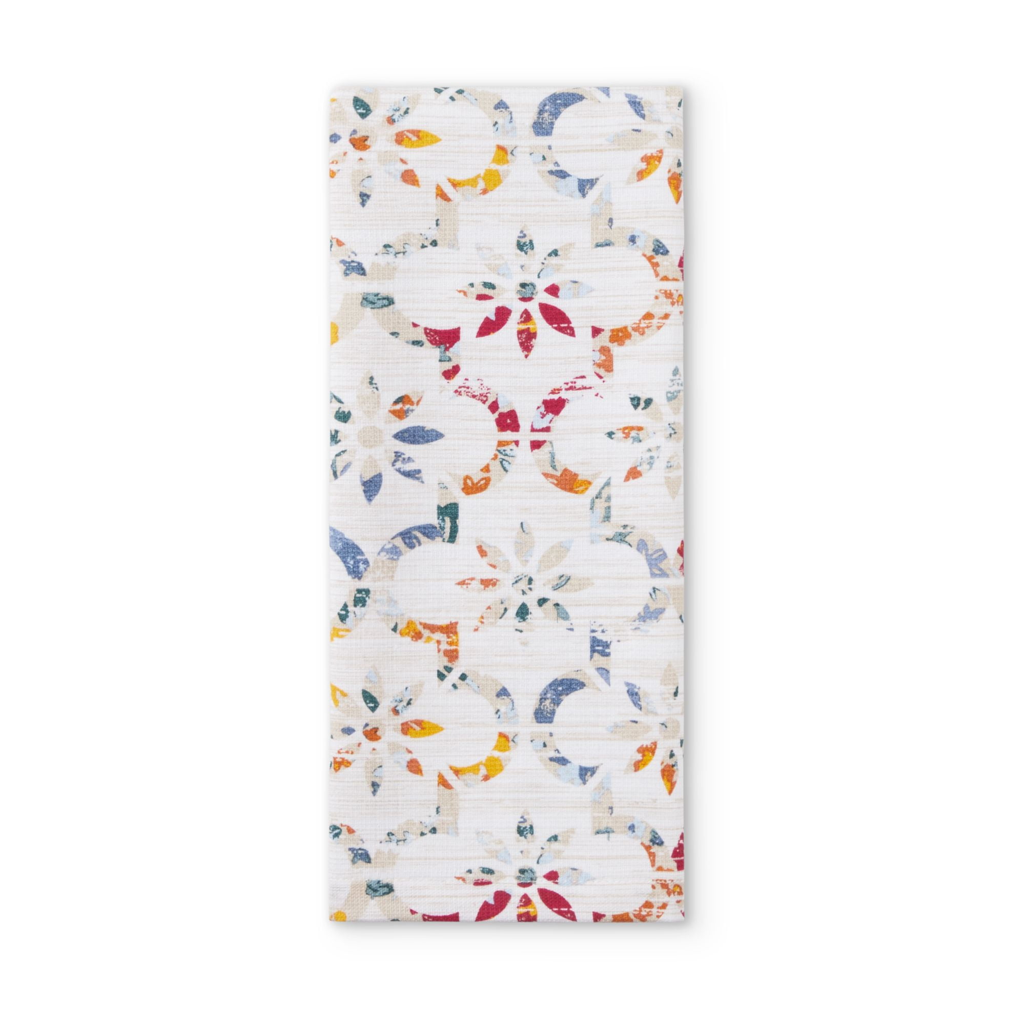 Mainstays Ogee Tile Kitchen Towel Set, Multi, 15"W x 25"L, 1 Piece