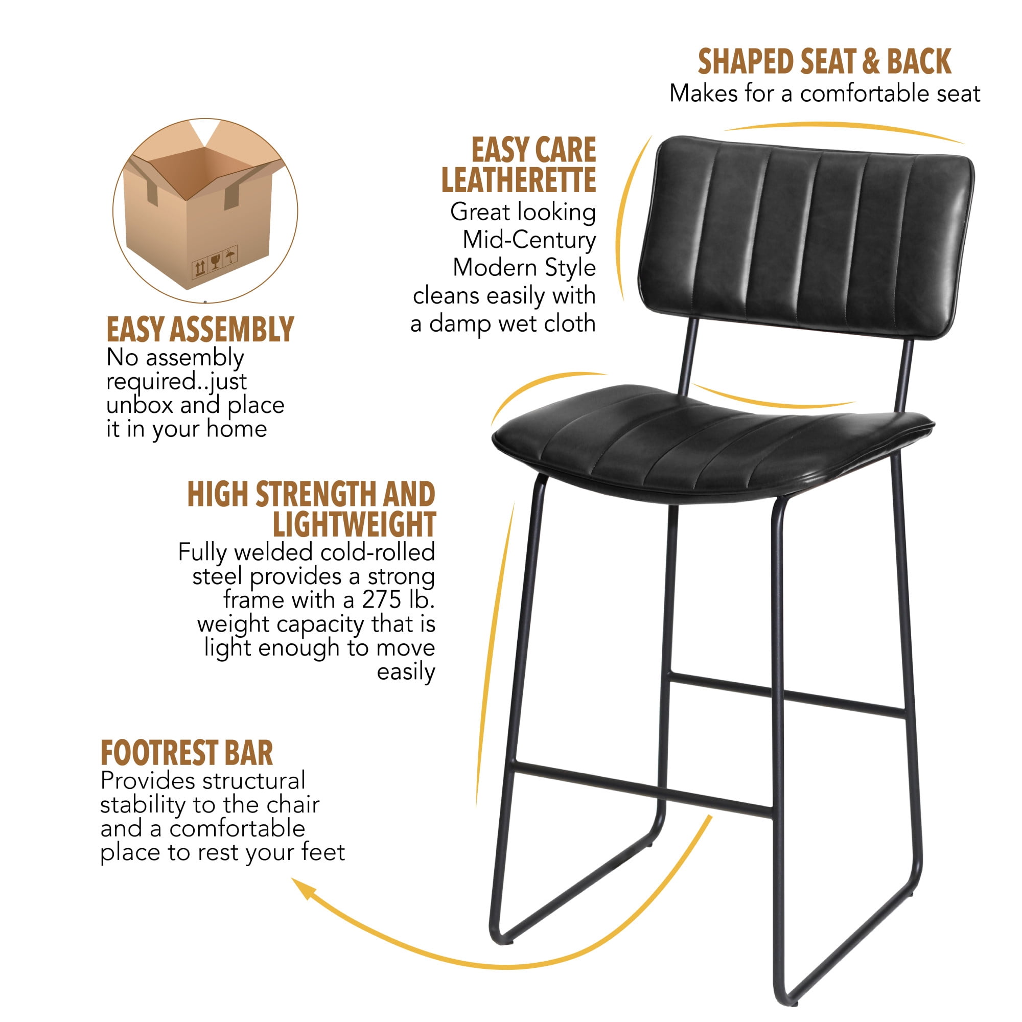 Steve Silver Tribeca Black Barstool