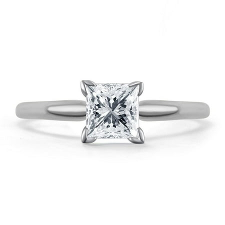 14k White Gold Princess Cut Solitaire Diamond Engagement Promise Ring 1/2 ct