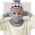 thumbnail image 4 of NAISIBABY Boys Winter Hat Scarf Gloves Sets, Warm Checked Beanie and Circle Scarf and Knit Gloves Kids Warm Outdoor 3-Piece Gray 1-6T, 4 of 8