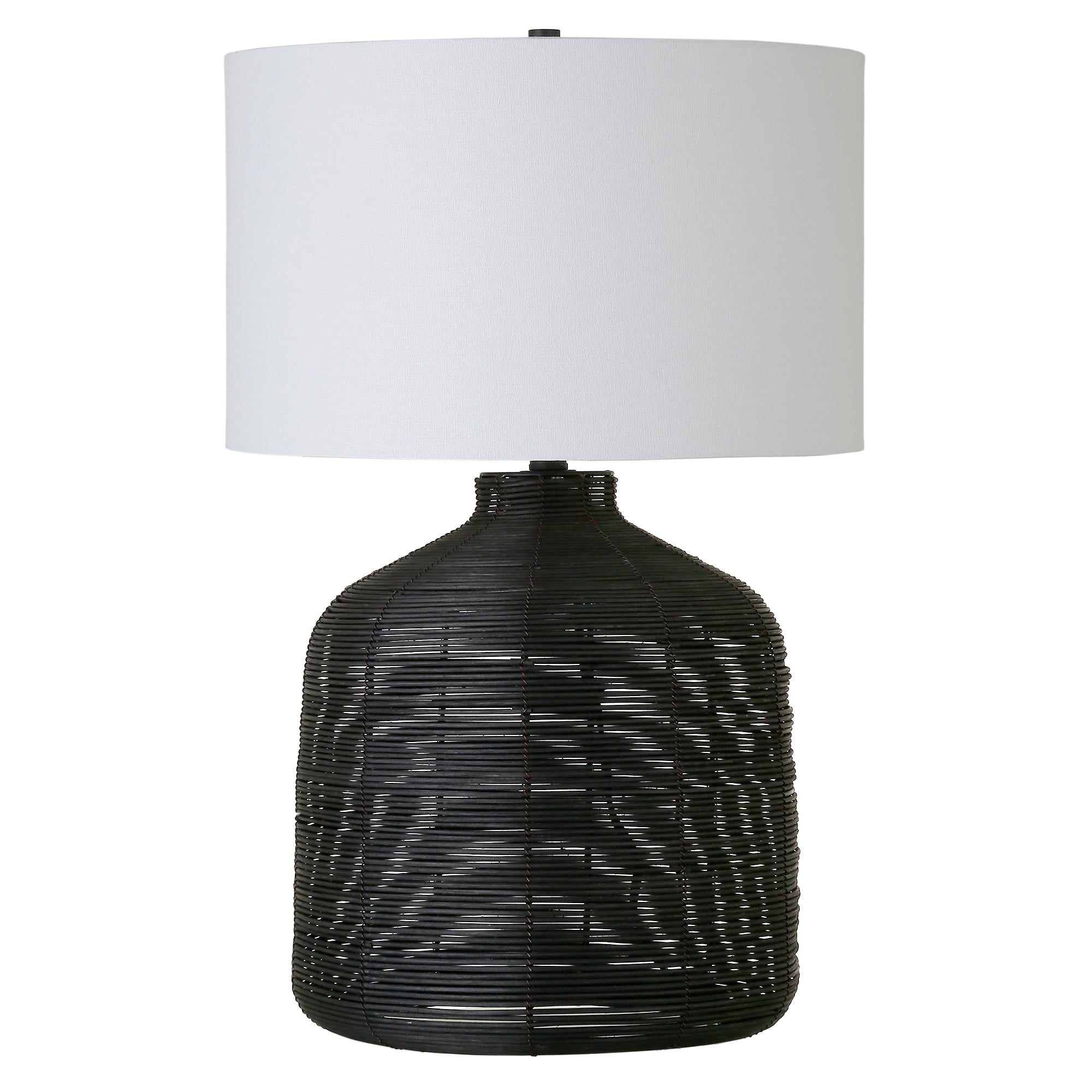 Black wicker sale table lamp