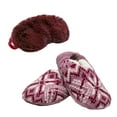 thumbnail image 1 of After Hrs 2 pc set plush fur eye mask and velvet slipper set - Burgundy, 1 of 9