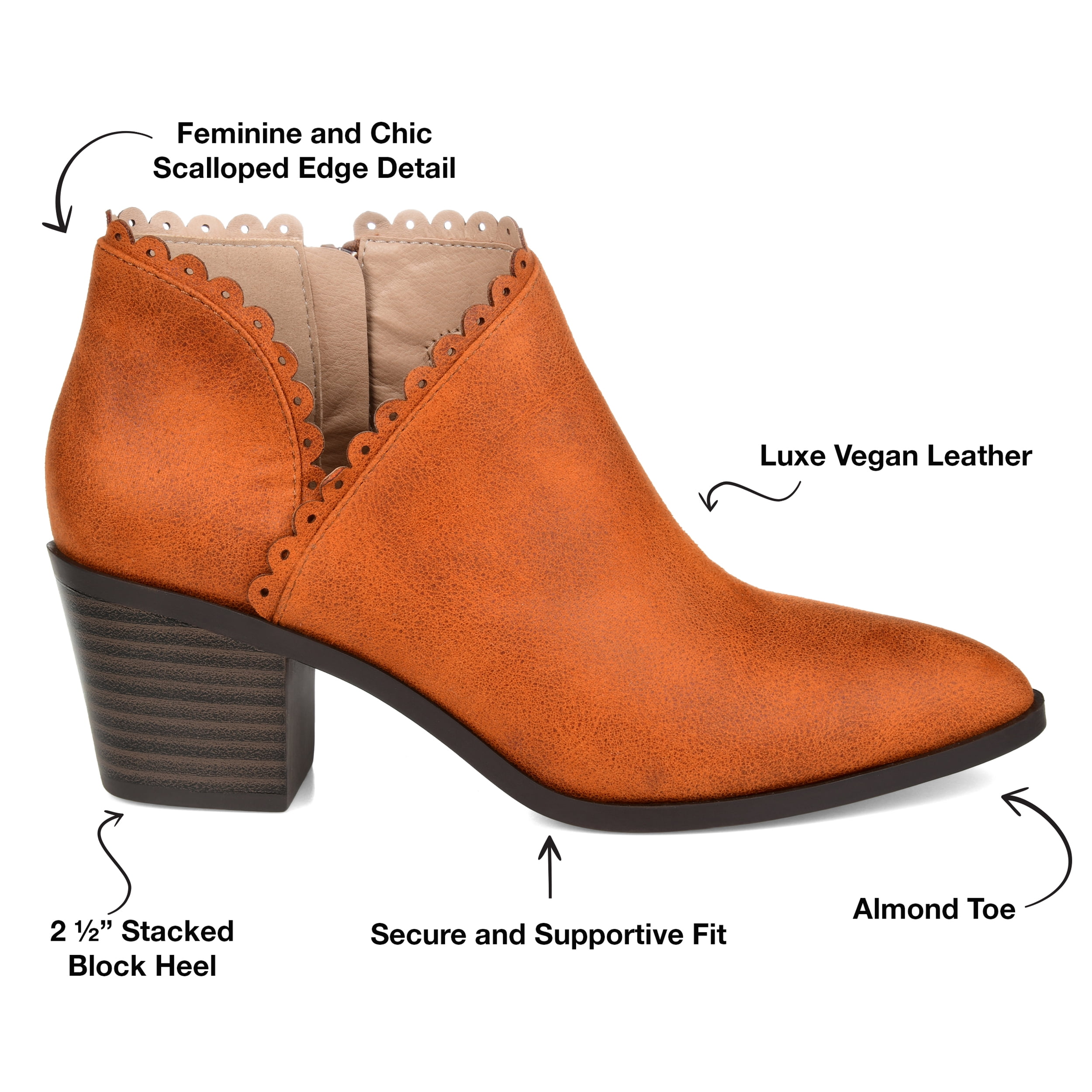 Journee Womens Tessa Inside Zip Stacked Heel Booties