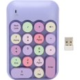thumbnail image 1 of HUGFEGWE 2.4GHz Numeric Keypad, 18 Keys Retro Color Round Keycaps Mini Number Keyboard with USB Receiver, Portable Silent One Hand Number Keyboard for Laptop (Violet) U2536-3730, 1 of 9