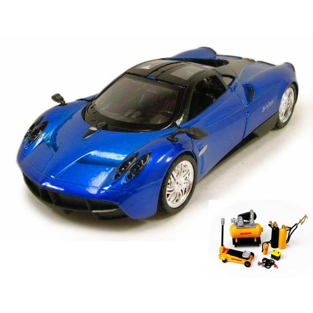 Diecast Car & Mechanic Set Package Pagani Huayra, Blue Showcasts