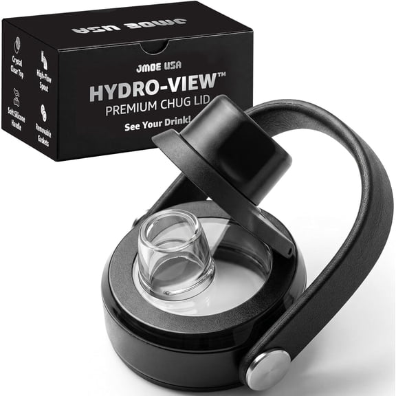 Jmoe USA Clear Top Replacement Chug Lid Compatible with Hydro Flask, Iron Flask, Thermoflask and Similar Bottles | Leakproof Design | Shatter-Resistant | BPA-Free
