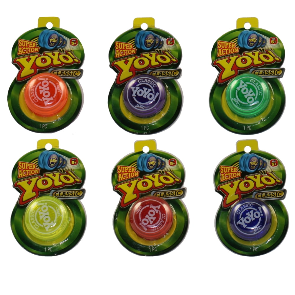 JARU Inc. Toys CLASSIC YOYOS (Set of 6 Colors Blue, Red, Orange