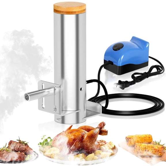 Electric Hot and Cold Smoke Generator with Lid & Air Pump, Portable Barbecue Smoker, Stainless Steel Wood Chips Pellets Smoker, Grill Accessory BBQ Tools for DIY Smoking Meat Vegetable