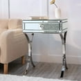 thumbnail image 4 of 24'' Tall Cross Legs Mirrored End Table with Drawer Silver Accent Bed Side Table Night Stand for Bedroom Living Room, 4 of 8