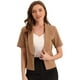thumbnail image 1 of Cárdigan informal con cuello chal y parte delantera abierta para mujer, chaqueta de traje de oficina de trabajo de manga corta Marrón XS, 1 of 5
