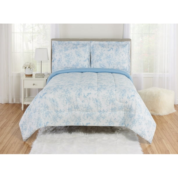 Mainstays Floral Toile Comforter and Sham Bedding Set