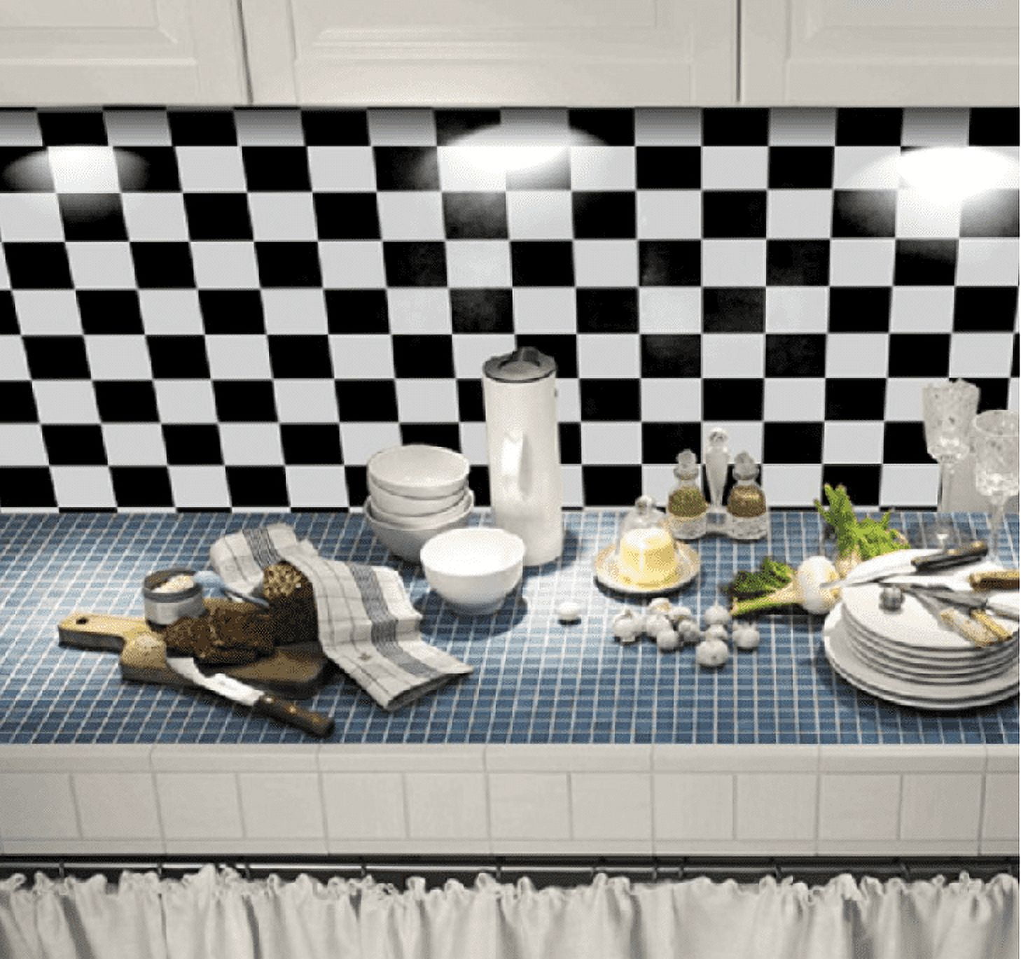 Decotalk Checkered Peel and Stick Wallpaper for Kitchen Backsplash