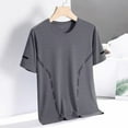 thumbnail image 2 of USNSM (M-5XL) Men's Summer Solid Color Short Sleeve T-Shirt Quick Dry Lightweight Outdoor Sports Ice Breathable Athletic Running Top Shirts Gray XXXXL, 2 of 4