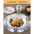 thumbnail image 3 of 15 Inch Round Placemats Set of 6, Fall Coastal Non Slip Heat Insulation PP Table Mats, Thanksgiving Blue White Pumpkin Eucalyptus Washable Place Mats for Kitchen Dining Party Table Decor, 3 of 7