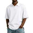 thumbnail image 2 of Men's Short Sleeve Polyester Polo Shirt - Easy Care Breathable Classic Fit White M, 2 of 7