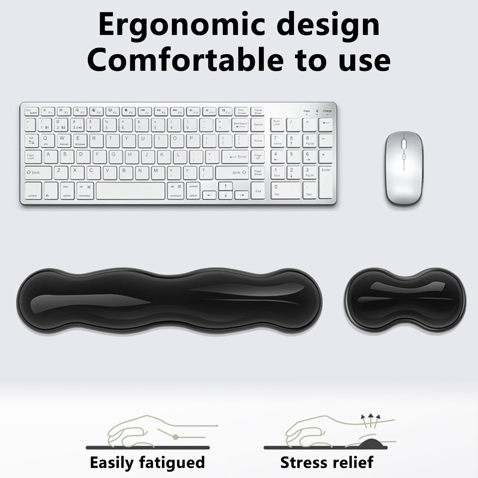 Keyboard Mouse Wrist Support Set Ergonomic Keyboard and Mouse Wrist Rest Combo Soft Gel Wrist Stand Set Anti Slip Cushion for Office Gaming Computer Desk Typing Comfort and Posture Support