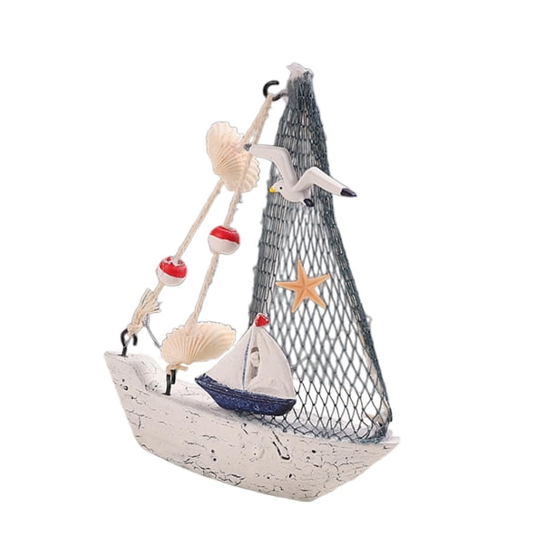 Velero en miniatura de madera, accesorios decorativos para fotos, temática náutica, miniatura para Pájaro