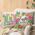 thumbnail image 4 of Easter Blessing Bunny Decorative Throw Pillow Covers 18 x 18 Set of 4, Hip Hop Rejoiced Rabbit Rose Flowers Cushion Case Decor, Floral Carrot Eggs Home Decoration for Sofa Couch, 4 of 5