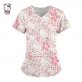 thumbnail image 1 of Uniformes médicos de estilo playero para mujer, Tops de enfermera con estampado de dibujos animados de Hello Kitty, ropa de manga corta para novio y mascota, 1 of 6