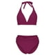 thumbnail image 5 of Trajes de baño Amzcrzy Tankini para mujer, bikini para mujer, trajes de baño de color sólido sin mangas de gran tamaño, traje de baño dividido, traje de baño sin mangas, vino, S, 5 of 7