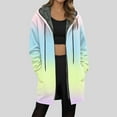 thumbnail image 2 of idosla Long Hoodies for Women Zip Up Gradient Color Fleece Jacket Tunic Sweatshirts Fall Winter Fashion Clothes 2025 (Sky Blue, S), 2 of 5